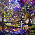 Impressionist Savannah Georgia Gardens Bird Girl by Ginette Callaway