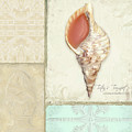 Inspired Coast Collage - Triton's Trumpet Shell w Vintage Tile Painting by Audrey Jeanne Roberts Inspired Coast Collage - Triton's Trumpet Shell w Vintage Tile Painting by Audrey Jeanne Roberts