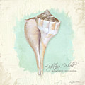 Inspired Coast VII - Lightning Whelk Shell on Board Painting by Audrey Jeanne Roberts Inspired Coast VII - Lightning Whelk Shell on Board Painting by Audrey Jeanne Roberts