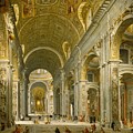 Interior of St. Peter's - Rome Painting by Giovanni Paolo Panini Interior of St. Peter's - Rome Painting by Giovanni Paolo Panini