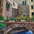 Italian Arched Bridge With Flower Pots Painting by Charlotte Blanchard Italian Arched Bridge With Flower Pots Painting by Charlotte Blanchard