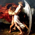 Jacob Wrestling with the Angel Painting by Alexander Louis Leloir Jacob Wrestling with the Angel Painting by Alexander Louis Leloir