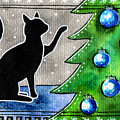 Just Counting Balls - Christmas Cat Painting by Dora Hathazi Mendes Just Counting Balls - Christmas Cat Painting by Dora Hathazi Mendes