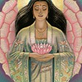 Kuan Yin Pink Lotus Heart Painting by Sue Halstenberg Kuan Yin Pink Lotus Heart Painting by Sue Halstenberg