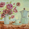 La Caffettiera E I Fiori Amaranto Painting by Guido Borelli La Caffettiera E I Fiori Amaranto Painting by Guido Borelli