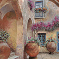 Le Arcate In Cortile Painting by Guido Borelli Le Arcate In Cortile Painting by Guido Borelli