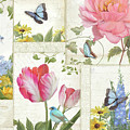 Le Petit Jardin - Collage Garden Floral w Butterflies, Dragonflies and Birds Painting by Audrey Jeanne Roberts Le Petit Jardin - Collage Garden Floral w Butterflies, Dragonflies and Birds Painting by Audrey Jeanne Roberts