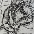 Lee seated at table Drawing by Peregrine Roskilly Lee seated at table Drawing by Peregrine Roskilly