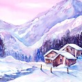 Swiss Mountain cabins in snow by Sabina Von Arx Swiss Mountain cabins in snow by Sabina Von Arx