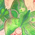 Lighthearted In Green On Red Painting by Helena Tiainen Lighthearted In Green On Red Painting by Helena Tiainen