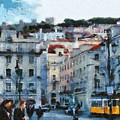 Lisbon Street Painting by Dimitar Hristov Lisbon Street Painting by Dimitar Hristov