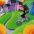 Look No Hands witch cat ridng bike Painting by Debbie Criswell Look No Hands witch cat ridng bike Painting by Debbie Criswell