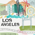 Los Angeles Cityscape- Art by Linda Woods Painting by Linda Woods Los Angeles Cityscape- Art by Linda Woods Painting by Linda Woods