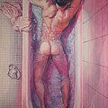 Man in Bathtub #1 Painting by Marc DeBauch Man in Bathtub #1 Painting by Marc DeBauch