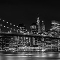 MANHATTAN SKYLINE AND BROOKLYN BRIDGE Nightly Impressions - Panoramic Photograph by Melanie Viola