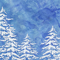 Modern Watercolor Winter Abstract - Snowy Trees Painting by Audrey Jeanne Roberts Modern Watercolor Winter Abstract - Snowy Trees Painting by Audrey Jeanne Roberts