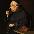 Monk with a wine Painting by Eduard von Grutzner Monk with a wine Painting by Eduard von Grutzner