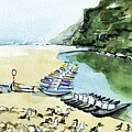 Morning At Porto Novo Beach Painting by Dora Hathazi Mendes Morning At Porto Novo Beach Painting by Dora Hathazi Mendes