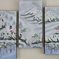 Morning Mist Triptych Painting by Amelie Simmons Morning Mist Triptych Painting by Amelie Simmons