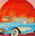 My Blue Corvette At The Orange Julep by Carole Spandau My Blue Corvette At The Orange Julep by Carole Spandau