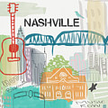 Nashville Cityscape- Art by Linda Woods Painting by Linda Woods Nashville Cityscape- Art by Linda Woods Painting by Linda Woods