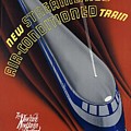 New Streamlined Air Conditioned Train - Railroad - Retro travel Poster - Vintage Poster by Studio Grafiikka New Streamlined Air Conditioned Train - Railroad - Retro travel Poster - Vintage Poster by Studio Grafiikka