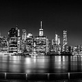 New York City Skyline Panorama At Night BW Photograph by Az Jackson New York City Skyline Panorama At Night BW Photograph by Az Jackson