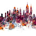 New York Skyline Watercolor by Marian Voicu New York Skyline Watercolor by Marian Voicu