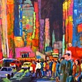 Night Street in Theater District Painting by Barbara O'Toole Night Street in Theater District Painting by Barbara O'Toole