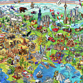 North America Wonders Map Illustration Painting by Maria Rabinky North America Wonders Map Illustration Painting by Maria Rabinky
