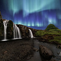 Northern Lights at Kirkjufellsfoss Waterfalls Iceland Photograph by Larry Marshall Northern Lights at Kirkjufellsfoss Waterfalls Iceland Photograph by Larry Marshall