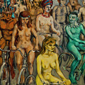 Nude cyclists with bodypaint Painting by Peregrine Roskilly Nude cyclists with bodypaint Painting by Peregrine Roskilly