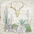 Old West Cactus Garden w Deer Skull n Succulents over Wood Painting by Audrey Jeanne Roberts Old West Cactus Garden w Deer Skull n Succulents over Wood Painting by Audrey Jeanne Roberts