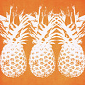 Orange and White Pineapples- Art by Linda Woods Painting by Linda Woods Orange and White Pineapples- Art by Linda Woods Painting by Linda Woods