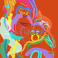 Orangutan mom and baby Painting by Go Van Kampen Orangutan mom and baby Painting by Go Van Kampen