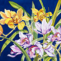 Orchids In Blue Painting by Lucy Arnold Orchids In Blue Painting by Lucy Arnold