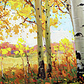 Owl Creek Fall Aspen Painting by Gary Kim