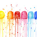 Pacman Watercolor Rainbow Painting by Olga Shvartsur Pacman Watercolor Rainbow Painting by Olga Shvartsur