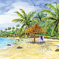 Palappa n Adirondack Chairs on a Caribbean Beach Painting by Audrey Jeanne Roberts Palappa n Adirondack Chairs on a Caribbean Beach Painting by Audrey Jeanne Roberts