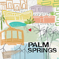 Palm Springs Cityscape- Art by Linda Woods Painting by Linda Woods Palm Springs Cityscape- Art by Linda Woods Painting by Linda Woods