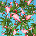 Palm tree and flamingos Digital Art by Mark Ashkenazi Palm tree and flamingos Digital Art by Mark Ashkenazi