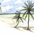 Palm trees on the Beach Painting by Darren Cannell Palm trees on the Beach Painting by Darren Cannell