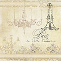 Parchment Paris - City of Light Chandelier Candelabra Chalk Painting by Audrey Jeanne Roberts Parchment Paris - City of Light Chandelier Candelabra Chalk Painting by Audrey Jeanne Roberts