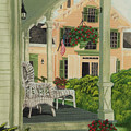 Patriotic Country Porch Painting by Charlotte Blanchard Patriotic Country Porch Painting by Charlotte Blanchard