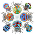 Toxic Tango II Peacock Spiders Painting by Lucy Arnold Toxic Tango II Peacock Spiders Painting by Lucy Arnold