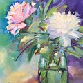 Peonies in jar Painting by Rebecca Matthews Peonies in jar Painting by Rebecca Matthews