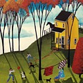 Perfect Day - folk art country landscape Painting by Debbie Criswell Perfect Day - folk art country landscape Painting by Debbie Criswell