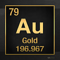 Periodic Table of Elements - Gold - Au - Gold on Black Digital Art by Serge Averbukh Periodic Table of Elements - Gold - Au - Gold on Black Digital Art by Serge Averbukh
