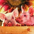 Piglet Playmates Painting by Tina LeCour Piglet Playmates Painting by Tina LeCour