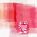 Pink and White Minimal Heart- Art by Linda Woods Mixed Media by Linda Woods Pink and White Minimal Heart- Art by Linda Woods Mixed Media by Linda Woods
